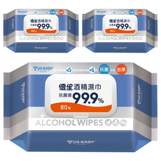 US baby 優生 酒精濕巾 超厚型 20 x 15cm, 1入, 3包