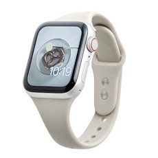 Nuart Apple Watch 兼容雙扣環超薄矽膠錶帶, 古董白, 1個