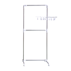 雙手萬能 極簡單桿掛衣架 附吊襪架, 174.5 x 78 x 48cm, 1個, 銀色