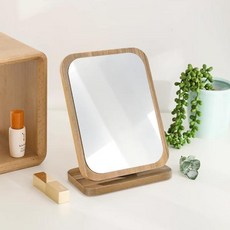 KOUJI叩吉好物 韓式可調節木質化妝鏡, 木頭色