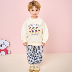 milkmile 童款旅行小鴨圖案長袖上衣+格紋長褲套裝