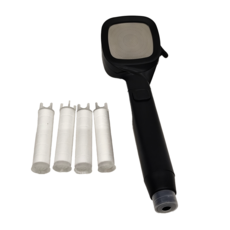 FL 生活+ 白武士增壓四檔蓮蓬頭 + 過濾棉 x 4 27 x 75 x 40cm 0.8kg, 1組, 黑色