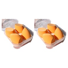 摩登生活暢貨中心專用附收納盒美妝粉底海綿粉撲4件組, 2套, 橘色