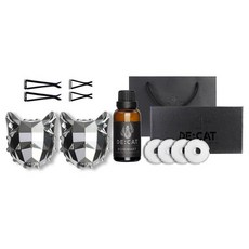 DE CAT 車用芳香劑 鏡面銀 2入 + 補充液 30ml + 一般夾 2入 + 長夾 2入 + 補充棉芯 4入 + 包裝盒 + 提袋 套組 所有車款通用, 1套, 黑櫻桃香