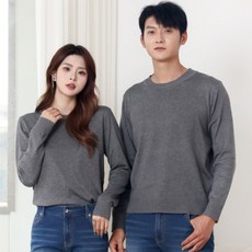 턴키 남녀공용 빅사이즈 심플 라운드넥 스판 니트 티셔츠 FT-082