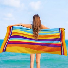 Summer Water Best 柔軟大型海灘巾, 1個, 波浪彩虹