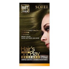 SOFEI 舒妃 護色染髮 護髮染髮霜 50ml + 護髮中和乳 50ml, 88T 亞麻綠, 1組