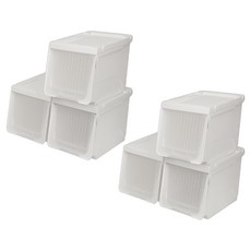 올유리빙 슬라이딩 리빙박스 높은형 투명창, 화이트 + 불투명도어, 6개