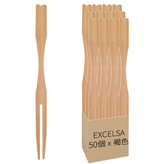 EXCELSA Eco竹製水果叉 9cm, 50個, 褐色