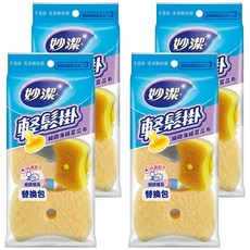 妙潔 輕鬆掛海綿菜瓜布 補充包, 3個, 4包