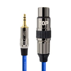 HDtop 韓國製3.5立體聲XLR母頭麥克風線 5m, 藍色, 1個, HT-TP3744