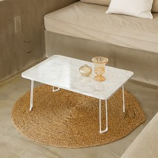 레몬트리 국내제조 E0등급 LPM 720 심플 라운드 접이식 거실 테이블, 마블비앙코