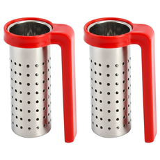 WE CHAMP 茶濾網不鏽鋼掛式 WTB-409 紅色, 2個