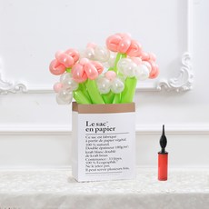 P&B UNITY DIY花朵氣球禮物 10入 + 氣球打氣筒 + 紙袋組合, 1套, 03 雛菊粉紅透明珍珠