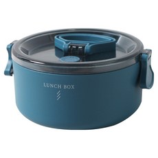 可微波圓形單層便當盒 PP材質 800ml 單層, 藍色, 1個