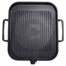 HONDONI 最新韓式麥飯石不沾烤盤/燒烤盤/煎烤盤/卡式爐電磁爐烤盤 附烤肉夾BBQ-E 長方形, 30cm, 1組