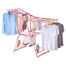 STYLE 格調 鋁合金防水防鏽晾衣架/棉被架 加大翼型附鞋托架, 粉色