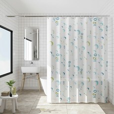 애니원픽 러블리 방수 샤워커튼 + 커튼링 세트, 워터월드, 1세트