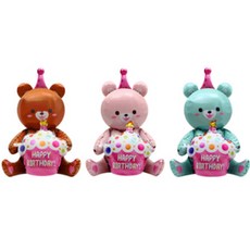 Isabel Home 生日快樂蛋糕小熊氣球3件組, 1套, 混合顏色