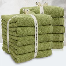 COTTON CLOUD 頂級飯店毛巾 170g 40支精梳棉, 橄欖綠, 10個