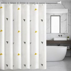 Any One Pick可愛防水浴簾+窗簾環組, 1套, 黃色三角形
