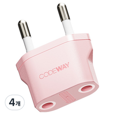 코드웨이 돼지코 220V 변환 유럽형 플러그, 43mm, 핑크, 4개