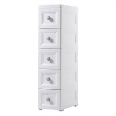 STYLE 格調 北歐系唯美雕花紋小圓手把五層抽屜收納櫃 夾縫櫃, 白色, 83x20x37.5cm