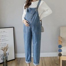 임산부 데일리룩 오버롤 데님 멜빵바지