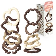 티지엠 소근육 발달 시그니처 고리 치발기 4종 x 5p 세트 고리 친구들, 코지 브라운, 1세트