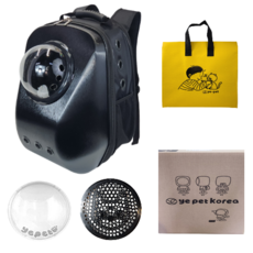 ye pet 寵物第7代宇宙飛船外出包 XL號+凸透明窗, 黑色（宇宙飛船包）