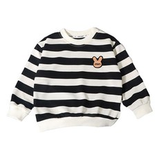 JOYMULTI 兒童款敏兔條紋長袖大學T