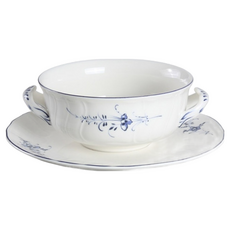 Villeroy&Boch 復古風陶瓷湯碗 400ml+茶盤組, 1組, 混色