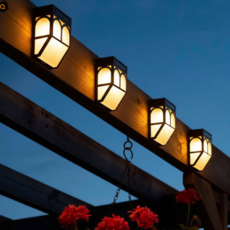 LED太陽能方形拱形壁燈 4入, 混色