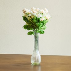 앙플랜트 조화 장미 성묘 부쉬 꽃다발 15p, 화이트, 3개