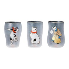 ADERIA 江戶貓啤酒杯三件組 木盒禮盒組 DS-6218 透明, 1組