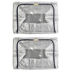 OP 生活 日系透明鋼架收納箱 (66L) 藍色 50x40x33cm, 2個