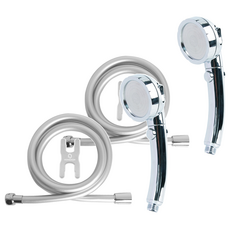 HOMEDAUM 三段式調節蓮蓬頭(附止水鈕)+防纏繞PVC淋浴軟管1.5m組, 2組, 混色