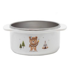 iNDi BEAR 孩童用小熊印花不鏽鋼碗, 白色, 1入