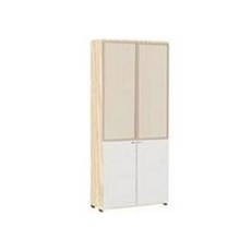리바트 조인 우드 800 하부2단 상부유리도어 책장 방문설치, 오크(책장) + 화이트(도어), 5단
