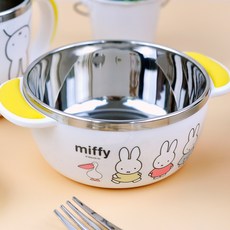 米菲兔印花雙耳不鏽鋼餐碗, 混色, 1入
