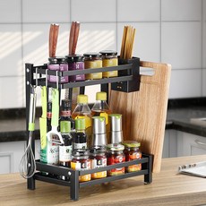 Blue Sun不鏽鋼調味料架 2層, 黑色的, 1個