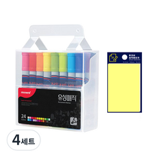 monAmi NEW 方形油性麥克筆 24色 +Tucobi 黃色便利貼 套組, 混合色, 4套