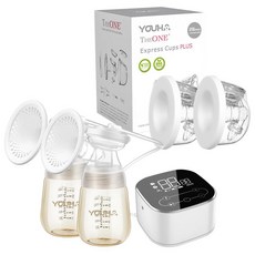 YOUHA 優合 雙邊電動吸乳器 YH-5020S 搭配 優捷 Express Cups Plus 雙邊免手持真空集乳杯 28mm 黑色 1組