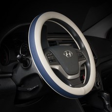 VENDICT 汽車雙色圓形方向盤套, Sand Beige+Navy