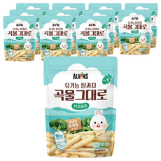 엘빈즈 유기농 쌀과자 곡물그대로, 브로콜리, 25g, 12개