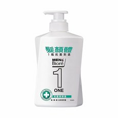 MEN's Biore 台灣公司貨 ONE 髮顏體全效潔淨露 抗菌青檸香, 480ml, 1瓶