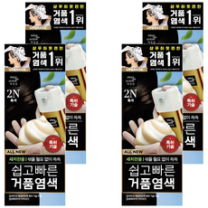 미쟝센 올 뉴 쉽고 빠른 거품 염색제, 2N흑색, 4개
