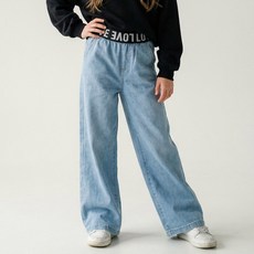 Kids Recipe 兒童青少年款天藍色鬆緊帶水洗丹寧褲