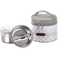 STEN LOCK 圓形雙層便當盒 420ml+200ml, 混色, 1個
