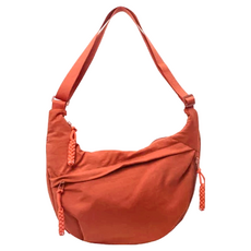 防潑水尼龍斜背餃子包 側背包, 34 x 22 x 9cm, 橘色